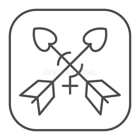 Crossed LGBT Arrows And Lesbian Symbol Thin Line Icon LGBT Concept