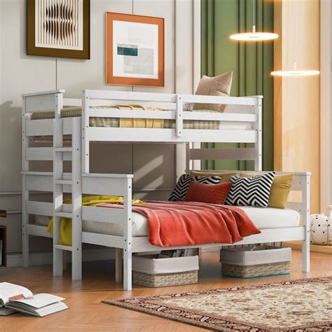 Wood Twin Xl Over Queen Bunk Bed With Ladder On Sale Bed Bath And Beyond 39958067