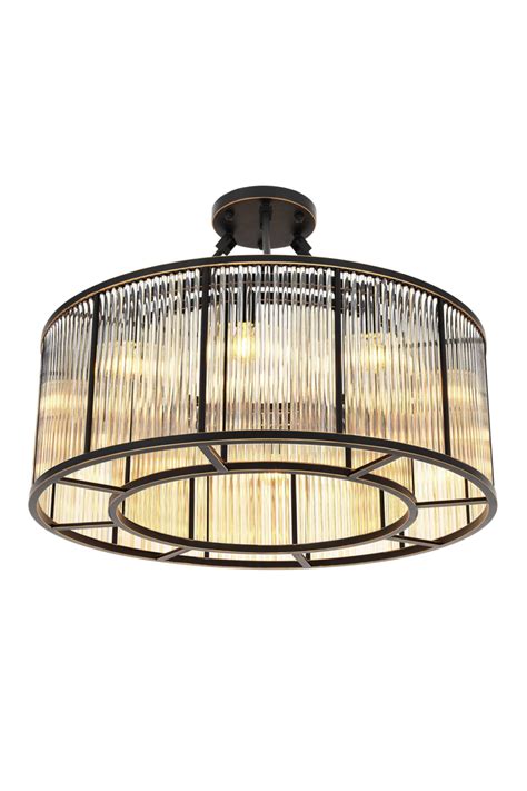 Ceiling Lamp With Drum Shaped Lampshade Eichholtz Bernardi Oroa