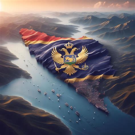 Mapa De Montenegro Con La Bandera Del Pa S Ondeando Foto Realista