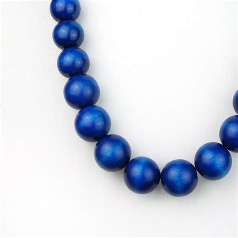 Blue Necklace Blue Beaded Necklace Long Chunky Necklace Etsy