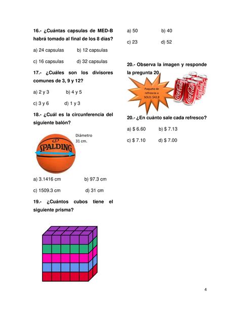 Examen De Diagn Stico Matem Ticas Secundaria Er A O