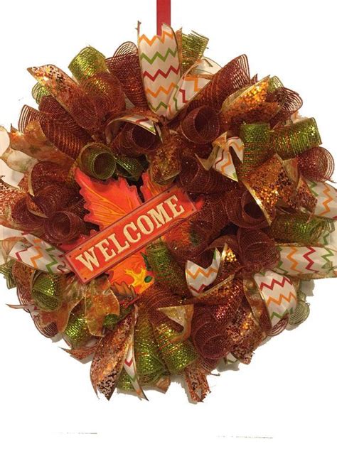 Fall Maple Leaf Wreath For Front Doorautumn Decoration Maple Etsy Fall Mesh Wreaths Maple