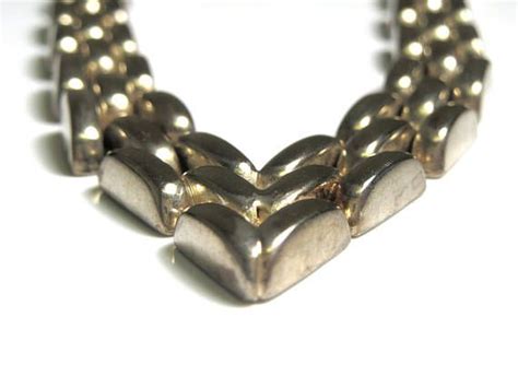 Vintage Sterling Silver Chevron Necklace Weight Grams Heavy