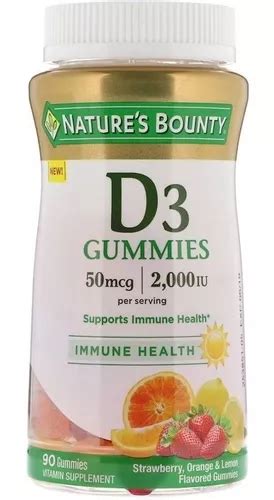 Vitamina D D3 50 Mcg 2000 UI Natures Bounty 90 Gomas Importada Cuotas