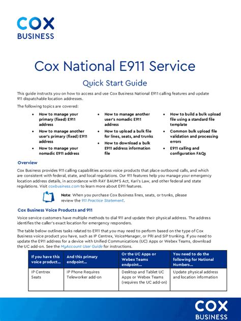 Fillable Online Cox National E911 Service Fax Email Print PdfFiller