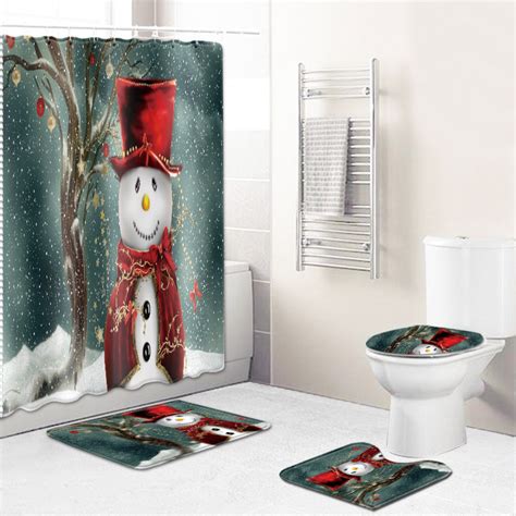 Christmas Waterproof Shower Curtain Without Punching Cjdropshipping