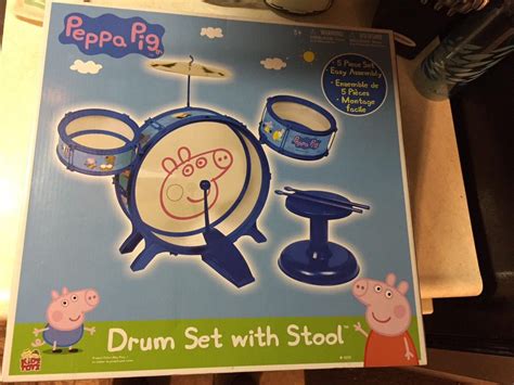 NEW Peppa Pig Drum Set With Stool Musical Toy Band Kids Instruments ...