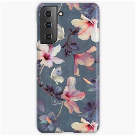 Funda De Samsung Galaxy Mariposas Y Flores De Hibisco Un Patrón Pintado De Micklyn Redbubble