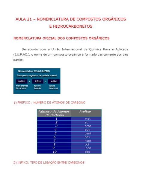 Pdf Qu Mica Aula Nomenclatura De Compostos Org Nicos E