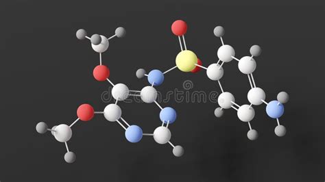 Sulfadoxine Molecule, Molecular Structure, Sulfonamides, Ball and Stick ...