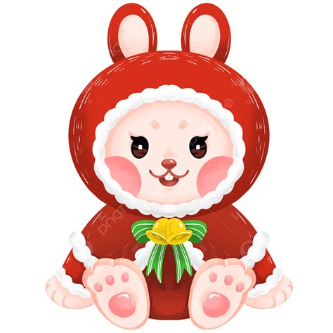 Winter Christmas Bunny Cute Cartoon Winter Christmas Rabbit Png