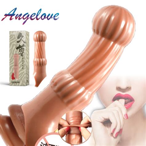 Big Head Dick Skin Ribbed Penis Extender Sleeve With Spike For Men