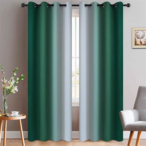 Yakamok Dark Green Ombre Curtains 84 Inches Long Light