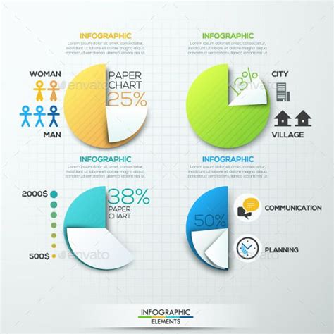 Modern Infographic Paper Pie Charts — Photoshop PSD #process #paper ...