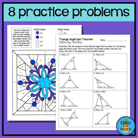 Triangle Angle Sum Theorem Color By Number Activity Winter Christmas