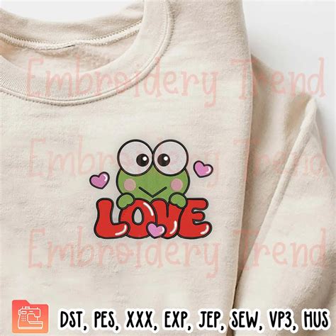 Love Keroppi Valentine Embroidery Design Sanrio Valentines Day Embroidery Digitizing Pes File