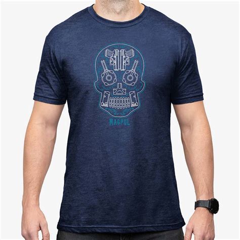 Magpul Sugar Skull Blend T Shirt Navy Heather T Shirt E