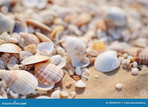 Seashells Shells Laying On White Sand Sea Beach Tropical Sanded