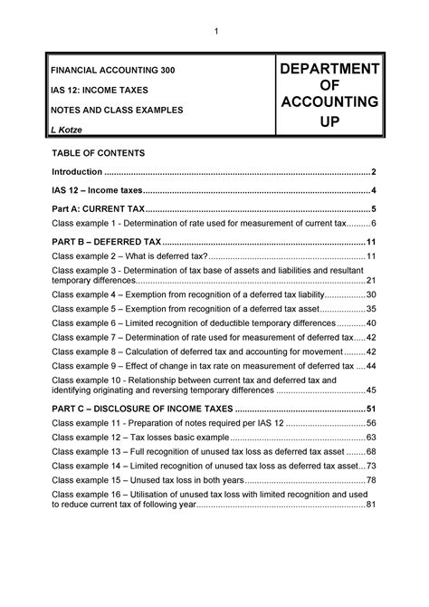 Ias 12 Class Notes And Class Examples Financial Accounting 300 Ias 12 Income Taxes Notes And