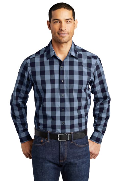 Port Authority Embroidered Mens Everyday Plaid Shirt Queensboro