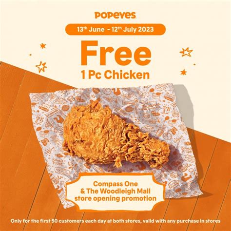 Popeyes Compass One The Woodleigh Mall Opening Promotion Free Pc