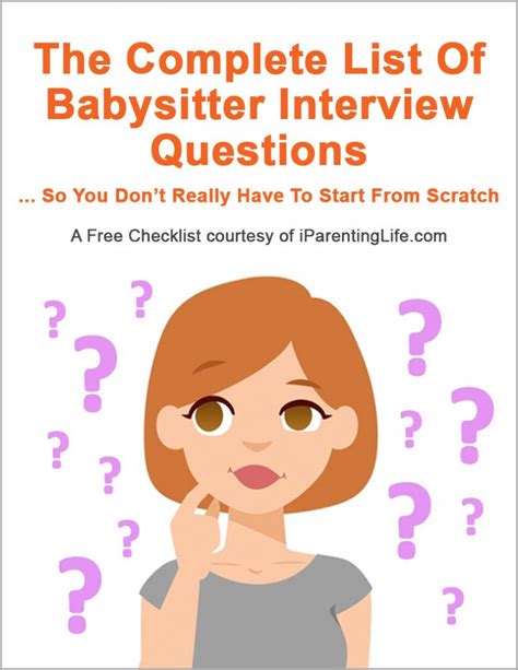 Your Free Download Of The Complete List Of Babysitter Interview