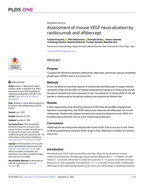 PDF Assessment Of Mouse VEGF Neutralization By Ranibizumab And