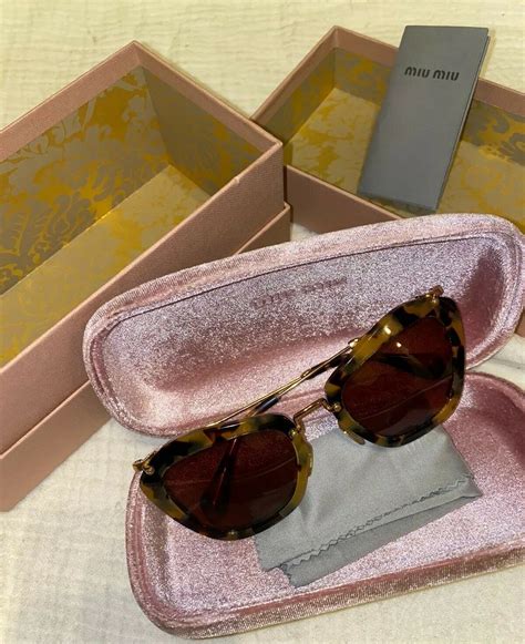 Rare Authentic Miu Miu Cat Eye Sunglasses Smu 10n Dhf 0a7 Havana Gold Frame · 8000 Miu Miu