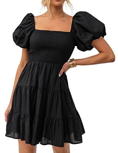 Zesica Women S Boho Summer Square Neck Puff Sleeve Off Shoulder