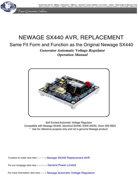 Newage Sx440 Avr, Replacement: Same Fit Form and Function As The