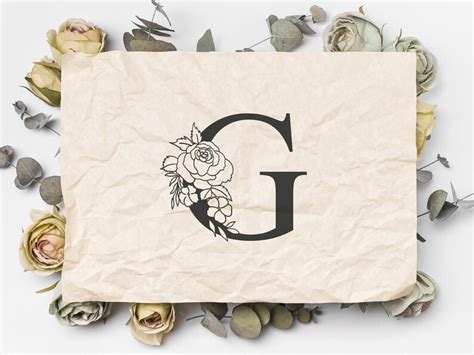 Botanical Font Svg Floral Letter G Svg Floral Alphabet G Etsy