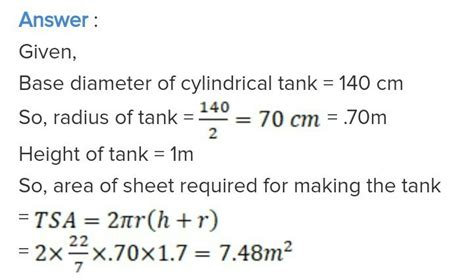 It Is Required To Make A Closed Cylindrical Tank Of Height M And Base