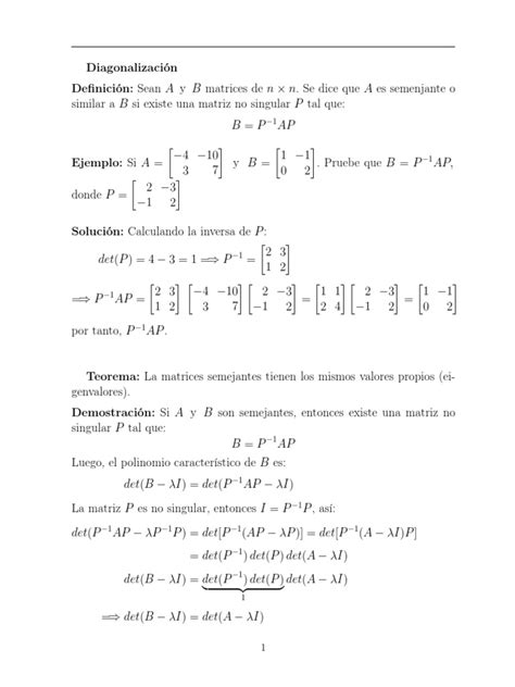 Diagonalizacion Vectorial Pdf Valores Propios Y Vectores Propios Matriz Matemáticas