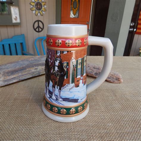 Budweiser Holiday Stein Collection Hometown Holiday Large Raised