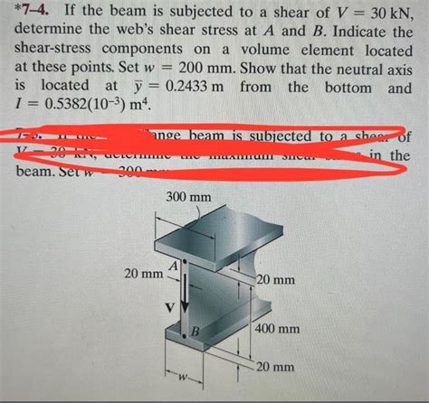 Solved 7 4 If The Beam Is Subjected To A Shear Of V 30kN Chegg