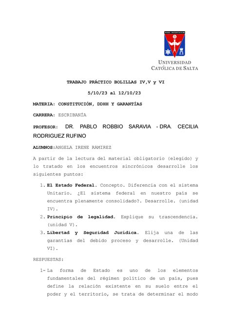 Trabajo Practico Derecho Constitucional Er A O Escribania