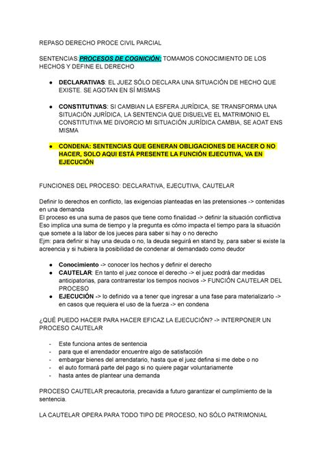 Parcial PROC Civil 3 Resumen De Medidas Cautelares Medidas Para