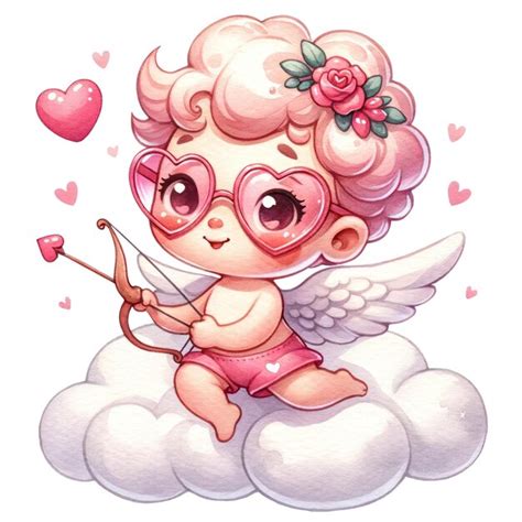 Ilustraci N De Im Genes Predise Adas De Acuarela De Cupido Lindo D A De