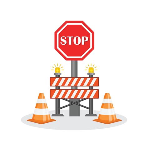 Stop Traffic Road Barrier Icon In Flat Style Roadwork Illustration On