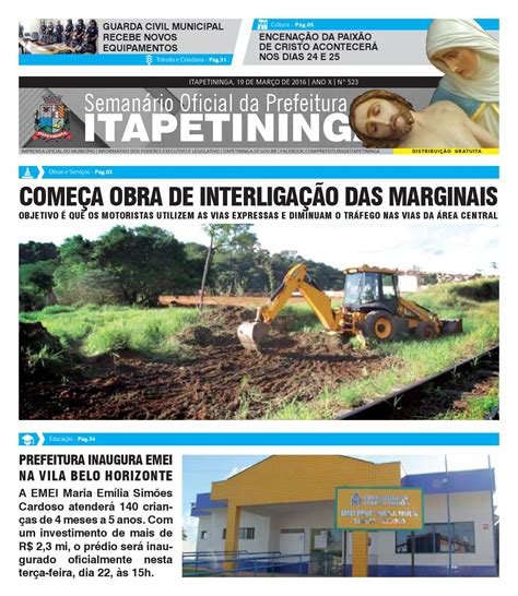 Semanário 523 da Prefeitura de Itapetininga by Prefeitura Municipal de