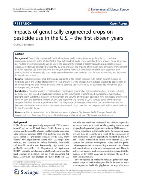 Pdf Impacts Of Genetically Engineered Crops On Pesticide Use In The U S The First Sixteen Years