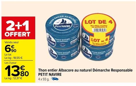 Promo Thon Entier Albacore Au Naturel D Marche Responsable Petit Navire