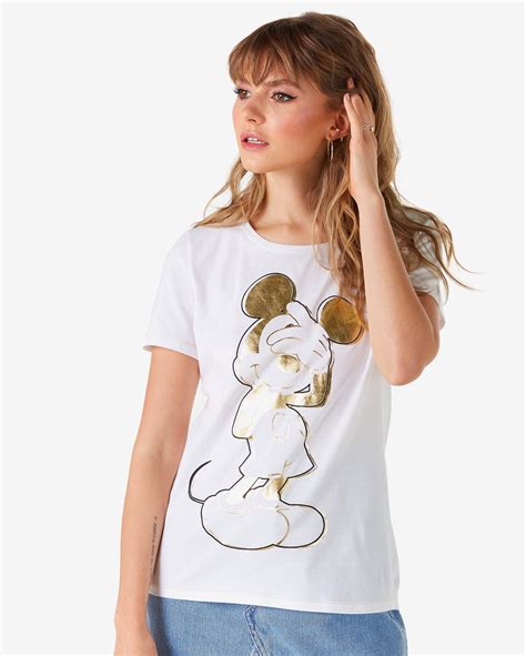 Riachuelo Camiseta Feminina Manga Curta Algodão Mickey Mouse Branco