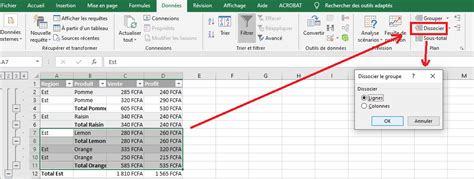 Grouper les données dans Excel