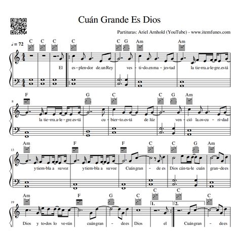 Cuan Grande Es Dios Partitura Cristiana Notas Acordes Letra