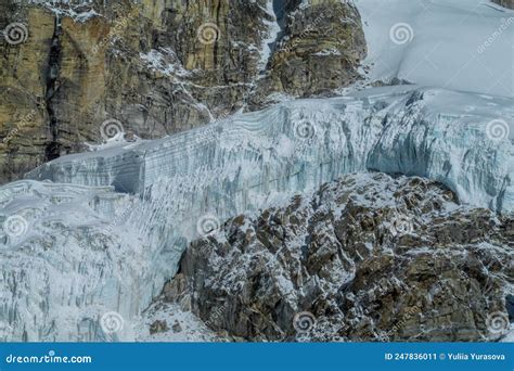 Himalayan Glacier Detailed Crack And Crevasse View Stock Image Image