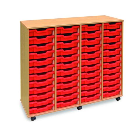 Tray Storage Unit With 48 Shallow Plastic Trays From Our Mobile Tray