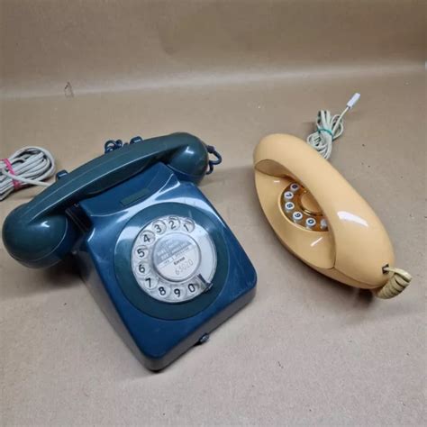 Vintage Gpo Rotary Dial Telephone Two Tone Peach Push Button Phone