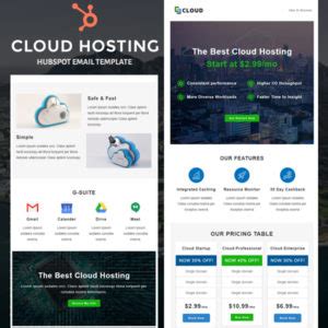 Cloud Hosting - HubSpot Email Newsletter Template - Pennyblack Templates